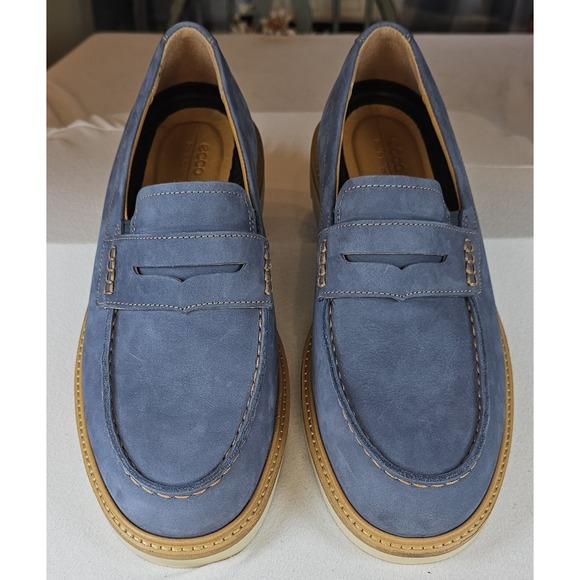 ECCO Metropole London Penny Blue Suede Hand   Stitch Loafer Size 7.5 - New main image 9